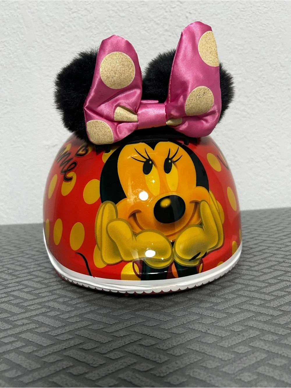 Disney Minnie Mouse Girls Toddler Bike Helmet with Ears and Pink Bow